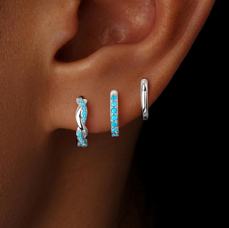 Inerney 14K Gold Plated Huggie Hoop Earrings for Women, Small Sterling Silver Earring Set Hypoallergenic Cartilage Helix Stacks, Mini Dainty Cute Trendy Birthstone Jewelry Gift for Multiple Piercings - Image 2